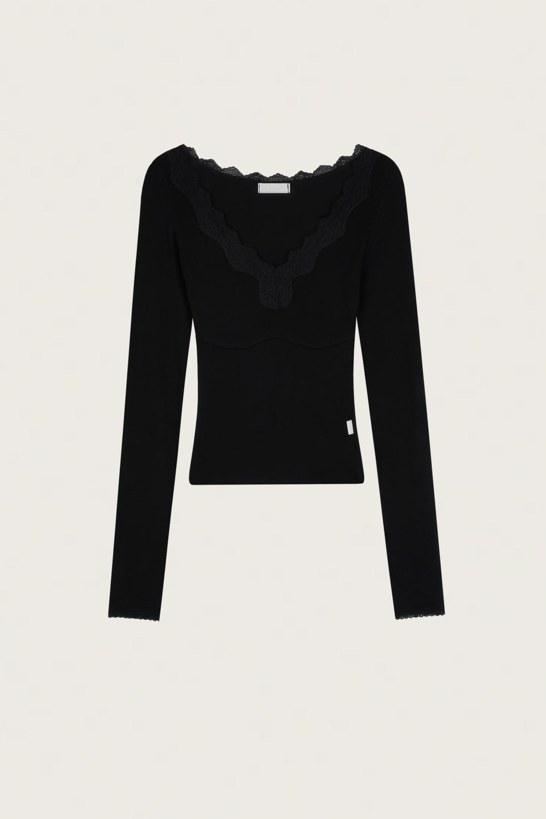 Camille Basic Lace Top, Black