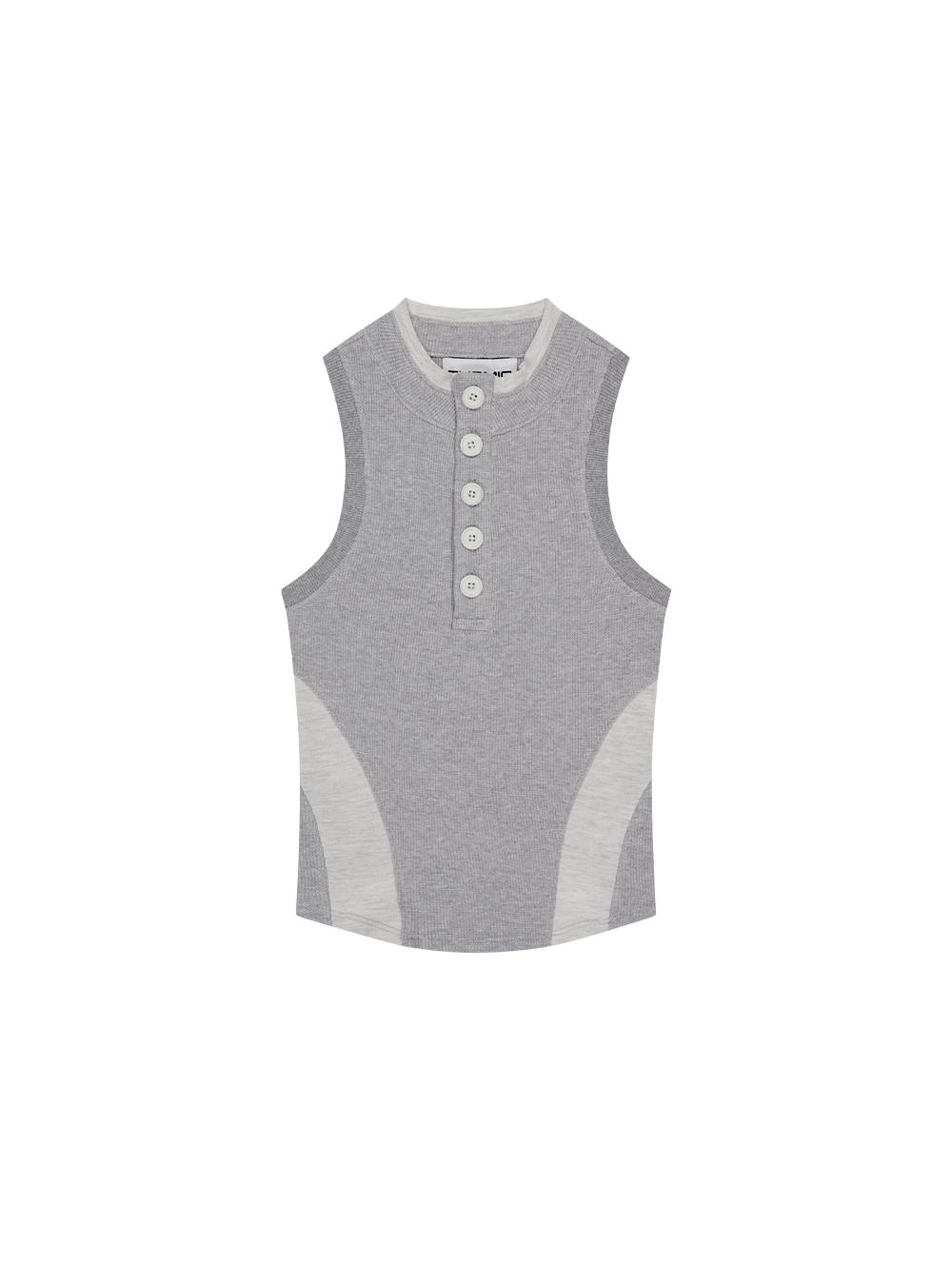 POLO SLEEVELESS [HEATHER GREY]