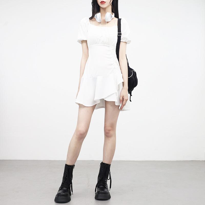 바닐라 셔링 미니 원피스