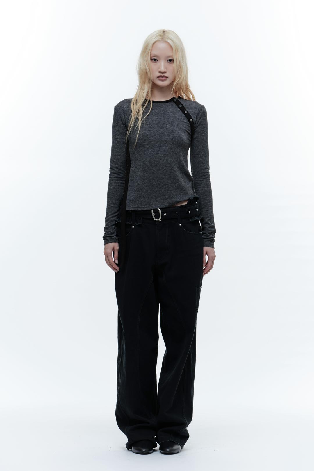 ENGINEERED JEANS WITH FRILL BELT BLACK