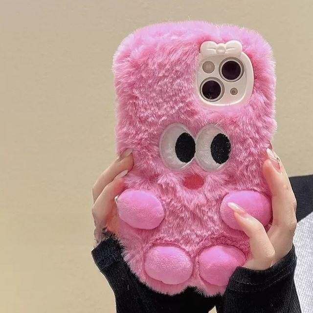 [아이폰14시리즈가능/인스증정] 핑크 먼지 양털 뽀글이 털실 아이폰 폰케이스