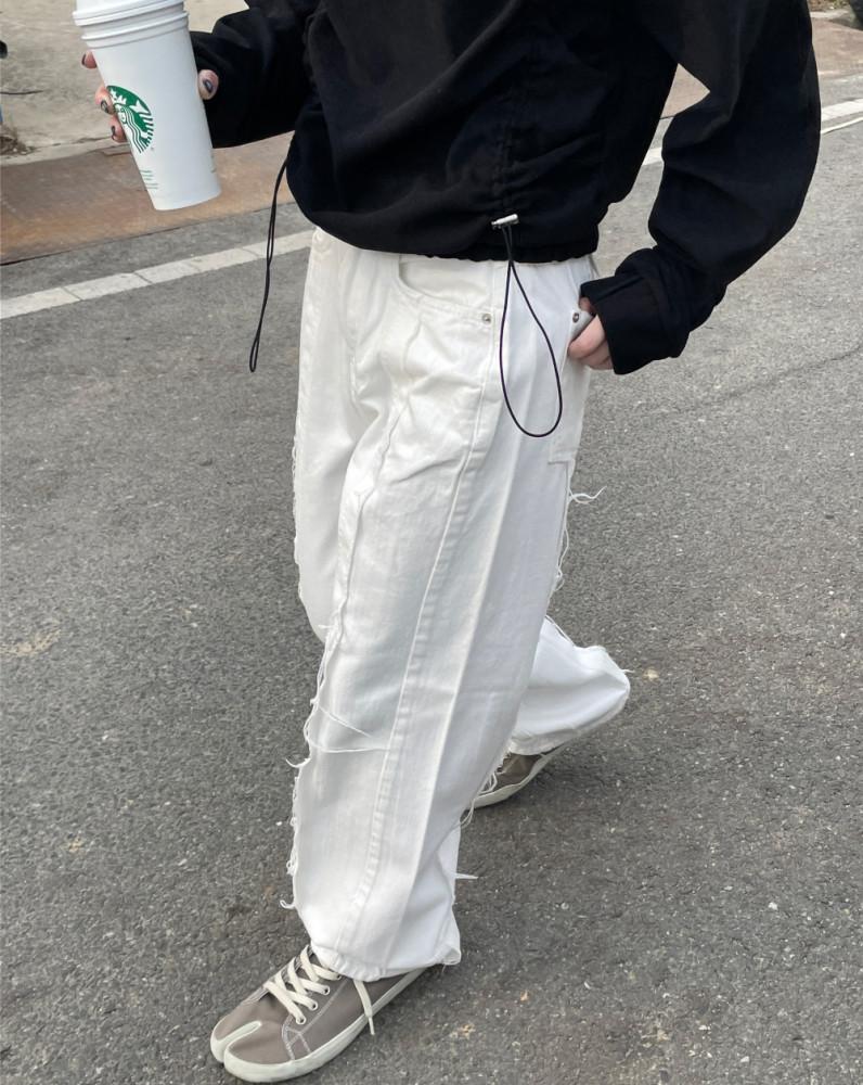 Vestigial pants 베스티지얼 팬츠 화이트 외이드 일자핏 코튼 바지