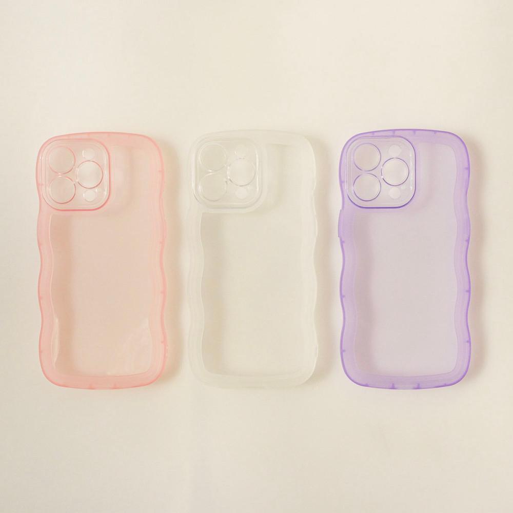 아이폰 15 pro 프로 맥스 MAX 7 8 plus 플러스 투명 젤리 케이스 웨이브 범퍼 핑크 보라 폰꾸 기본