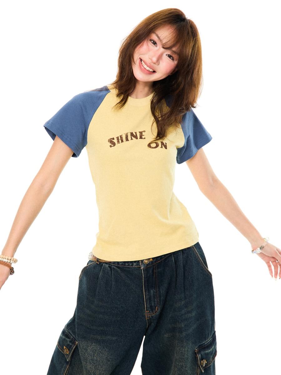 YOUNG STAGE Shine On Color Block Tee (3color)