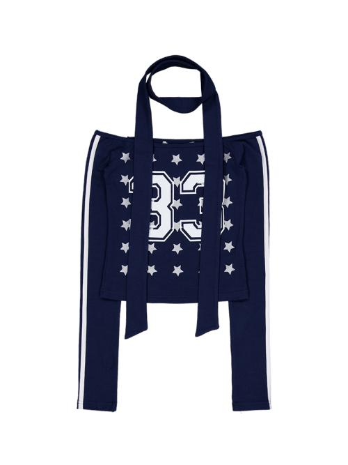 33 STAR OFF-SHOULDER SET / NAVY