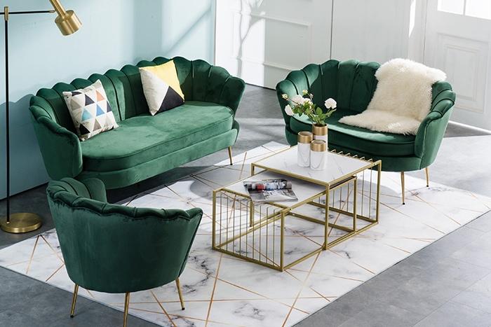 머메이드 벨벳 골드 북유럽 인테리어 포인트 패브릭소파 3인용