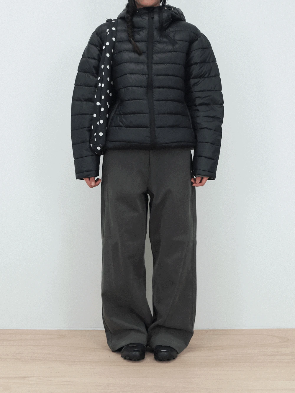 레브 사선 와이드 팬츠