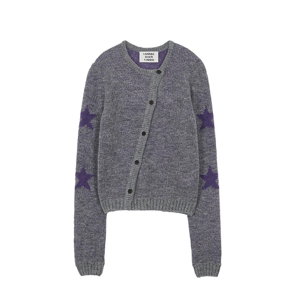MOHAIR STAR CARDIGAN_grey/purple