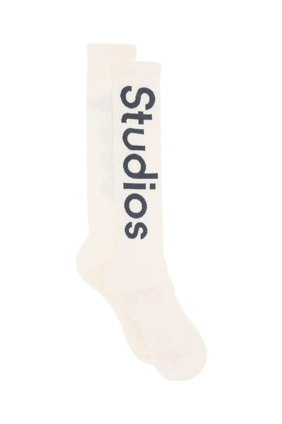 아크네 스튜디오 Long sport socks with logo Acne Studios WHITE/BLACK C80132 CYA