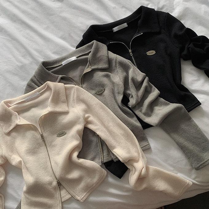 [MADE/Essel]겐티 카라넥 긴팔 니트집업