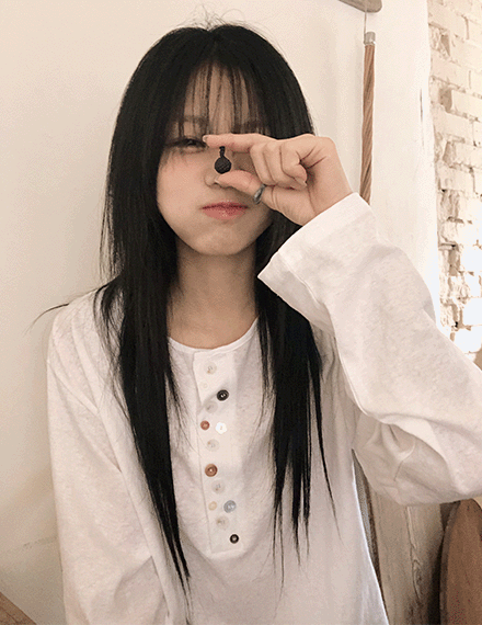 빈블 [빈티지/유니크] 키프니 러프 단추 긴팔 티셔츠