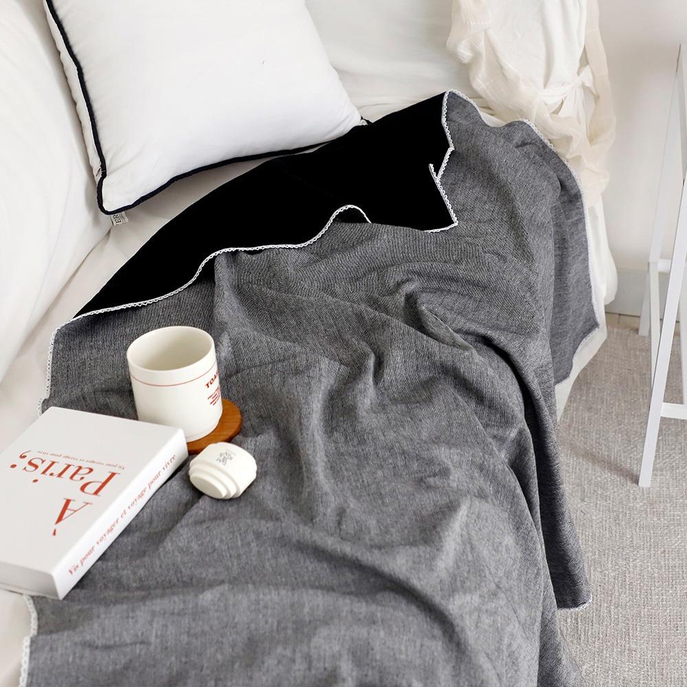 아일 솔리드 순면거즈 양면 블랭킷&파우치 세트