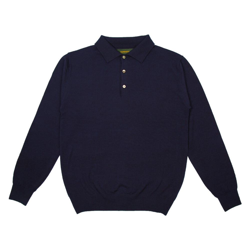 엑스트라 파인 메리노울 100 카라 니트 다크네이비