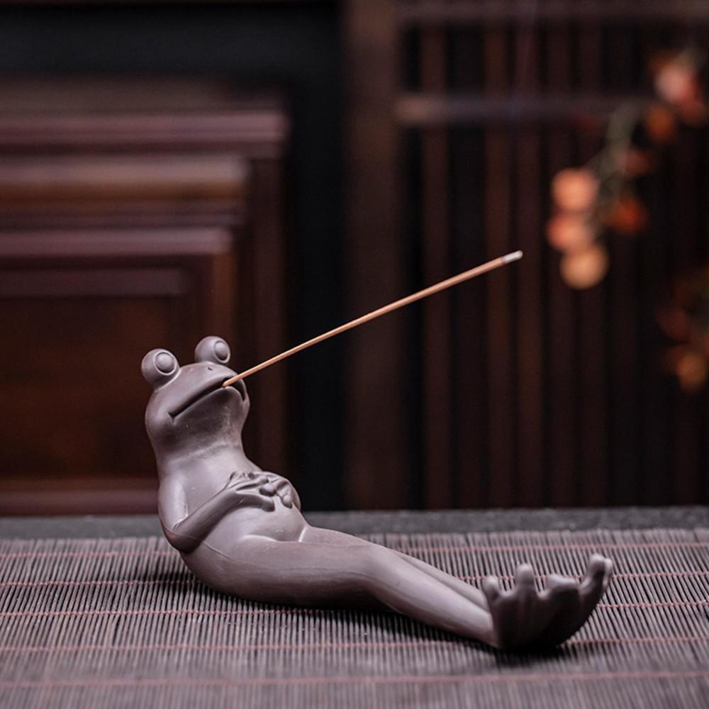 동물모형홀더 현대 수지 버너 동물 개구리 조각 스틱 홀더 공예품 홈 향수 동상 요가 향로