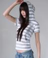 LOGO STRIPE HOODIE SHORT SLEEVE IVORY