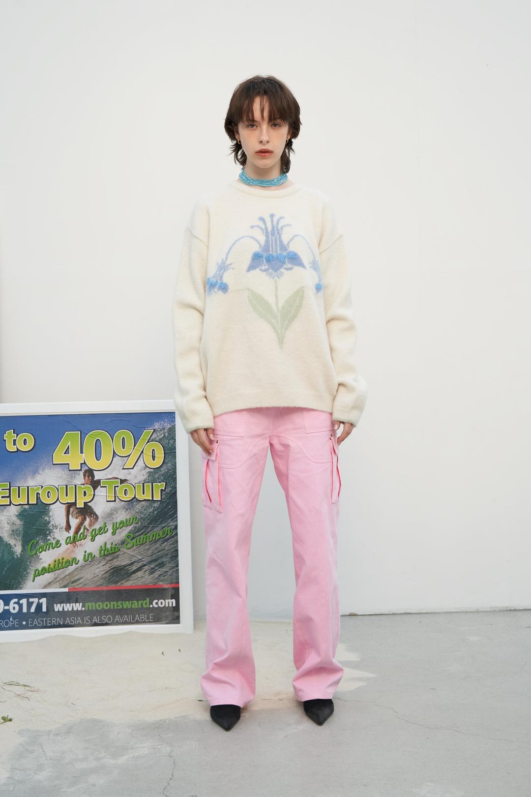 크림 플라워 모헤어 스웨터