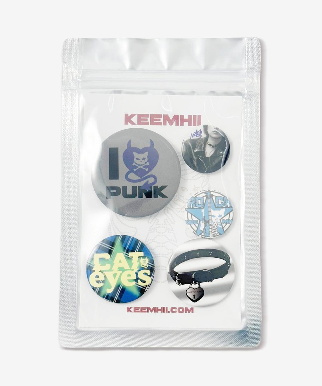 FIVE PUNK PIN BUTTON SET - [GREY]