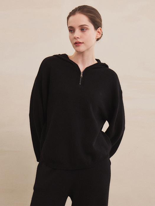 Nelia Wool Hood Knit (Black)