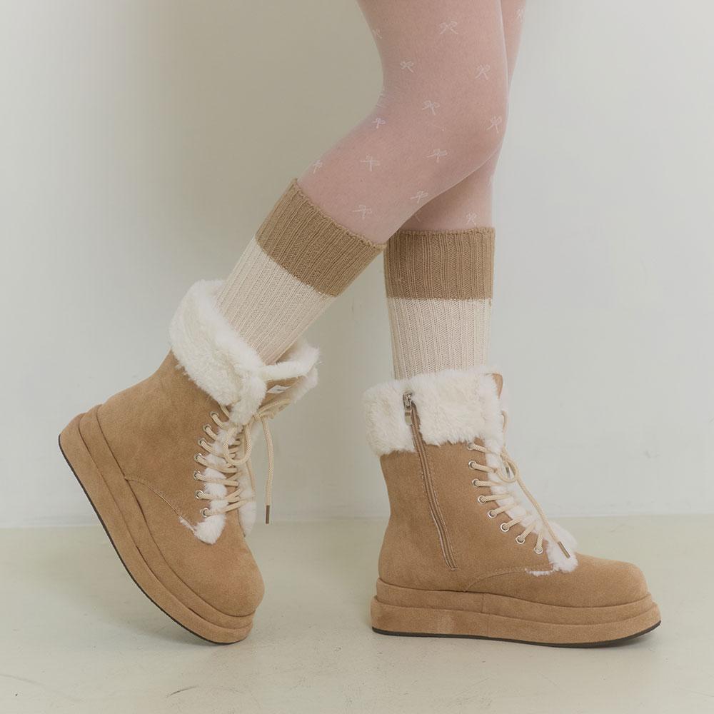 COZY SUEDE LACE UP BOOTS_BEIGE