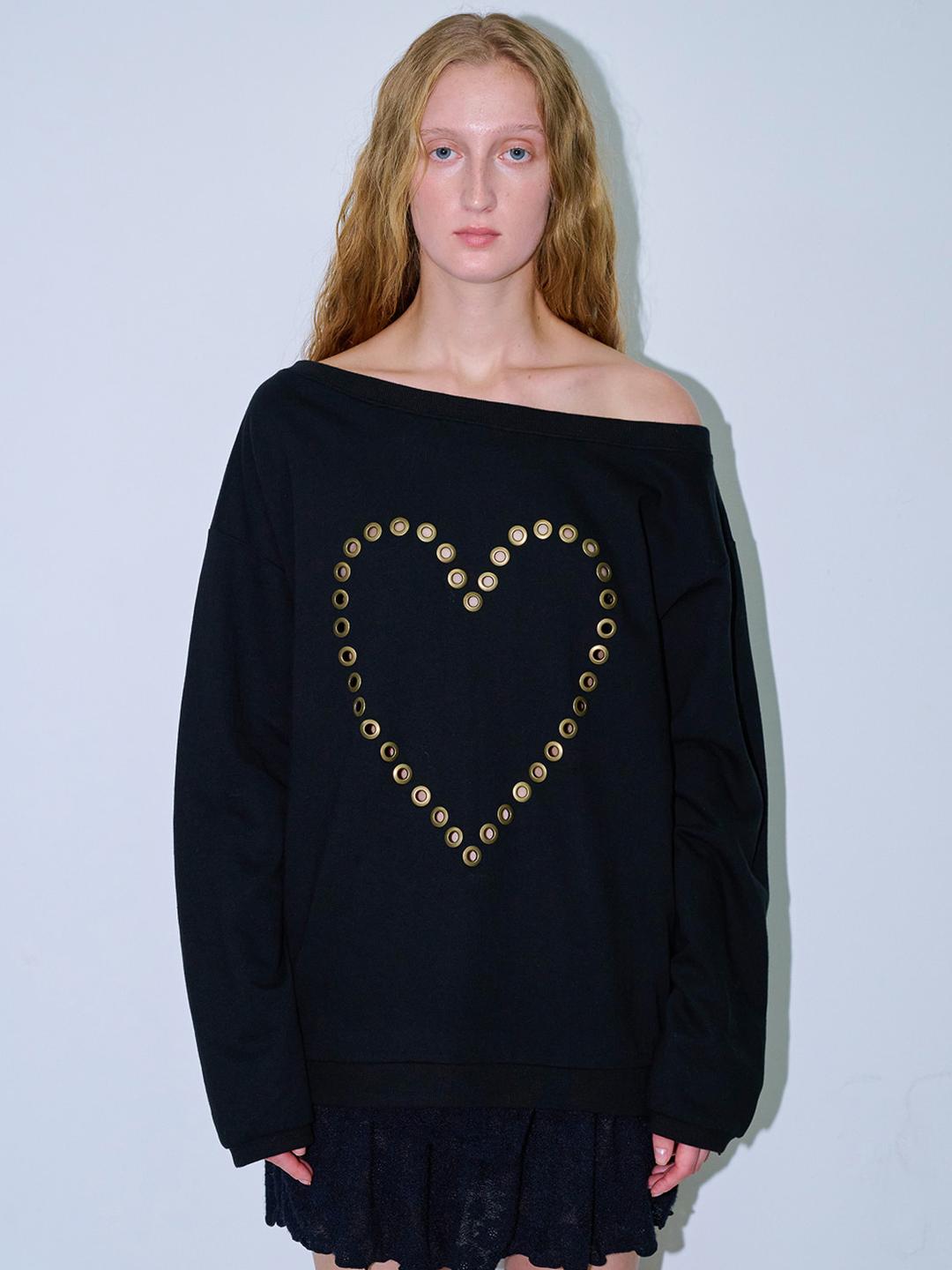 폴리수엠 LOVE EYELET SWEATSHIRT-BLACK