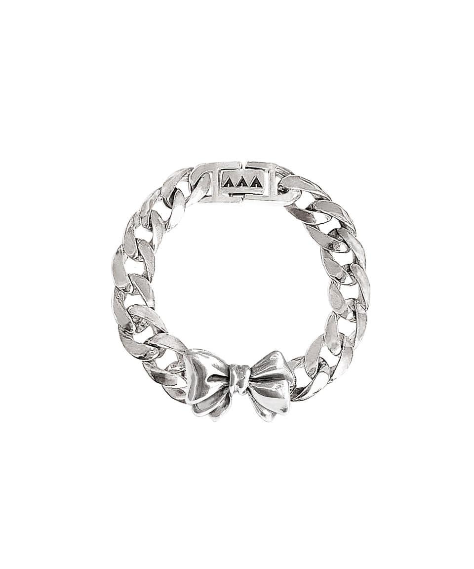 [실버 925] 빅 리본 체인 스트랩 팔찌