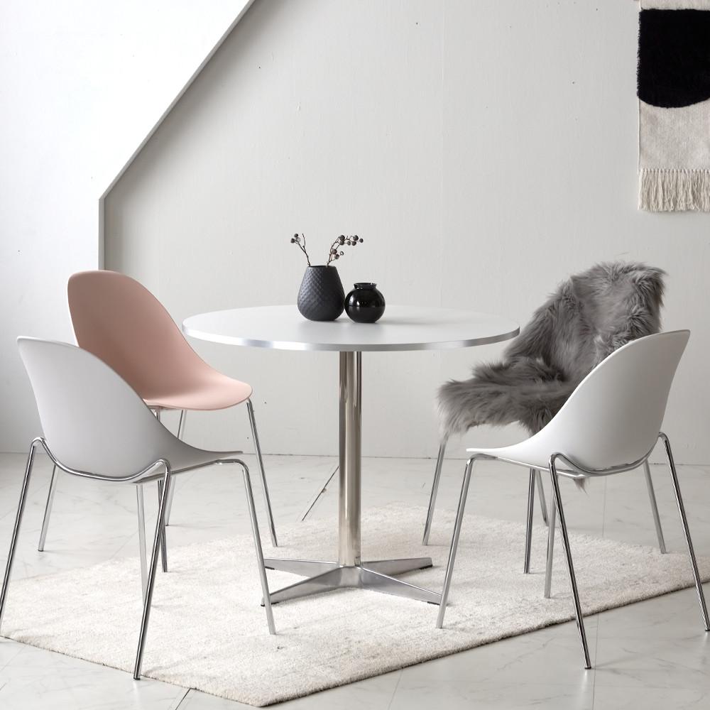 바이더하임 브리티쉬 LPM 원형 화이트 실버엣지 다리 A타입 4인용 식탁 테이블