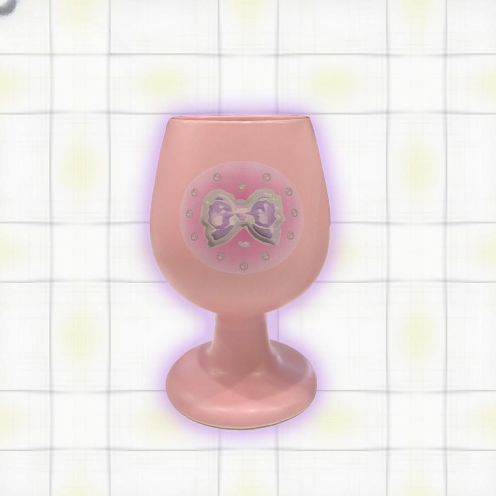 수심 Pink Ribbon Cup 핑크 리본 고블렛 머그 도자기 잔 유니크 y2k 홈카페