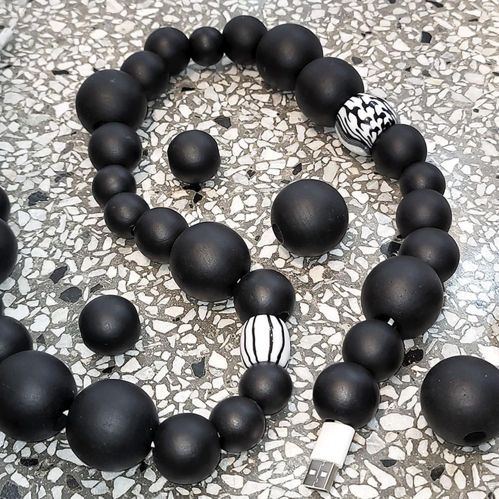 블랙 우드케이블 충전기 우드볼 나무구슬 충전케이블 만들기 블레스멀티탭 스타일