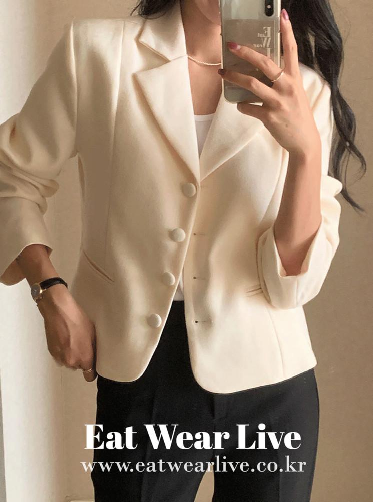 여자하객룩자켓 샤인 베이직 버튼 카라 자켓 (2color)