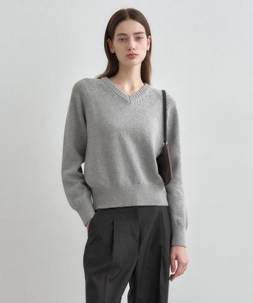 소프트 코튼 V넥 니트 탑 MDKT127_7 Colors