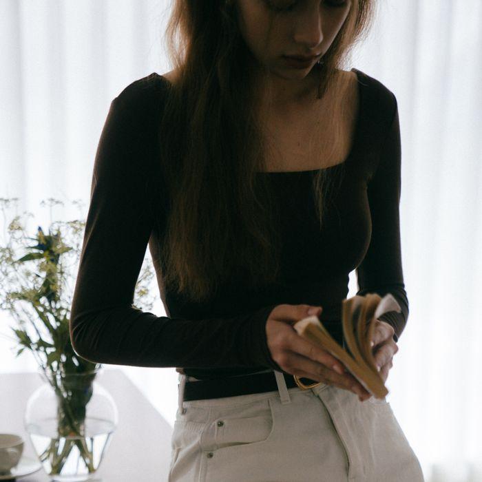 (5차_) square neck t-shirt_brown