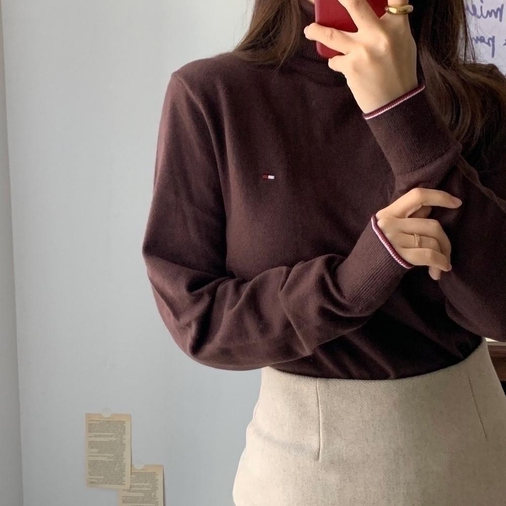 🔥핫세일🔥타미힐피거 울 블렌딩 터틀넥 니트 목폴라 스웨터 남녀공용 5컬러