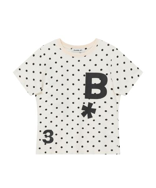 B logo 슬림핏 티셔츠 [도트 아이보리]