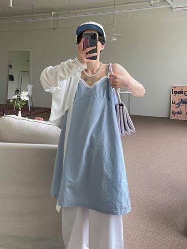 linen lace sleeveless ops / 2color