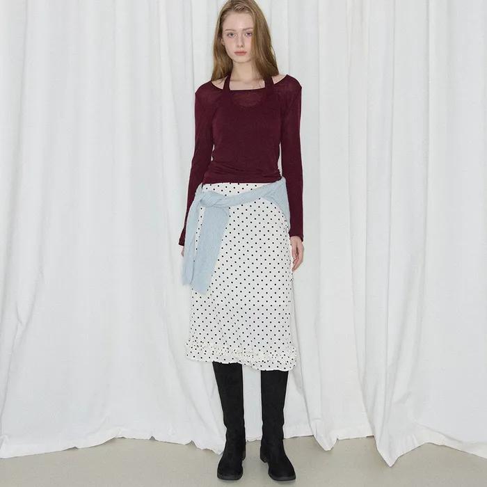 Dot frill skirt (ivory)