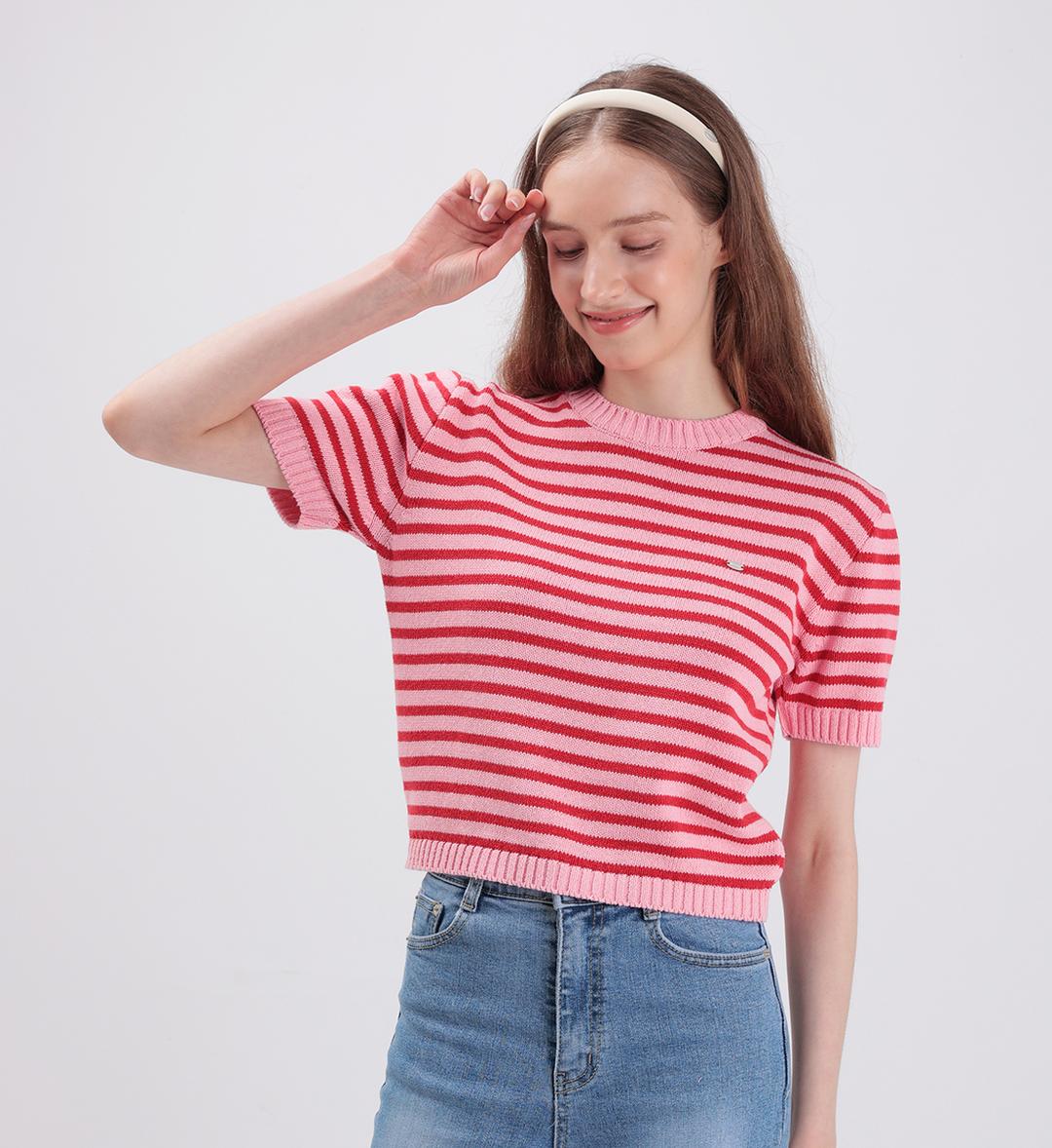 COTTON STRIPE LOGO KNIT