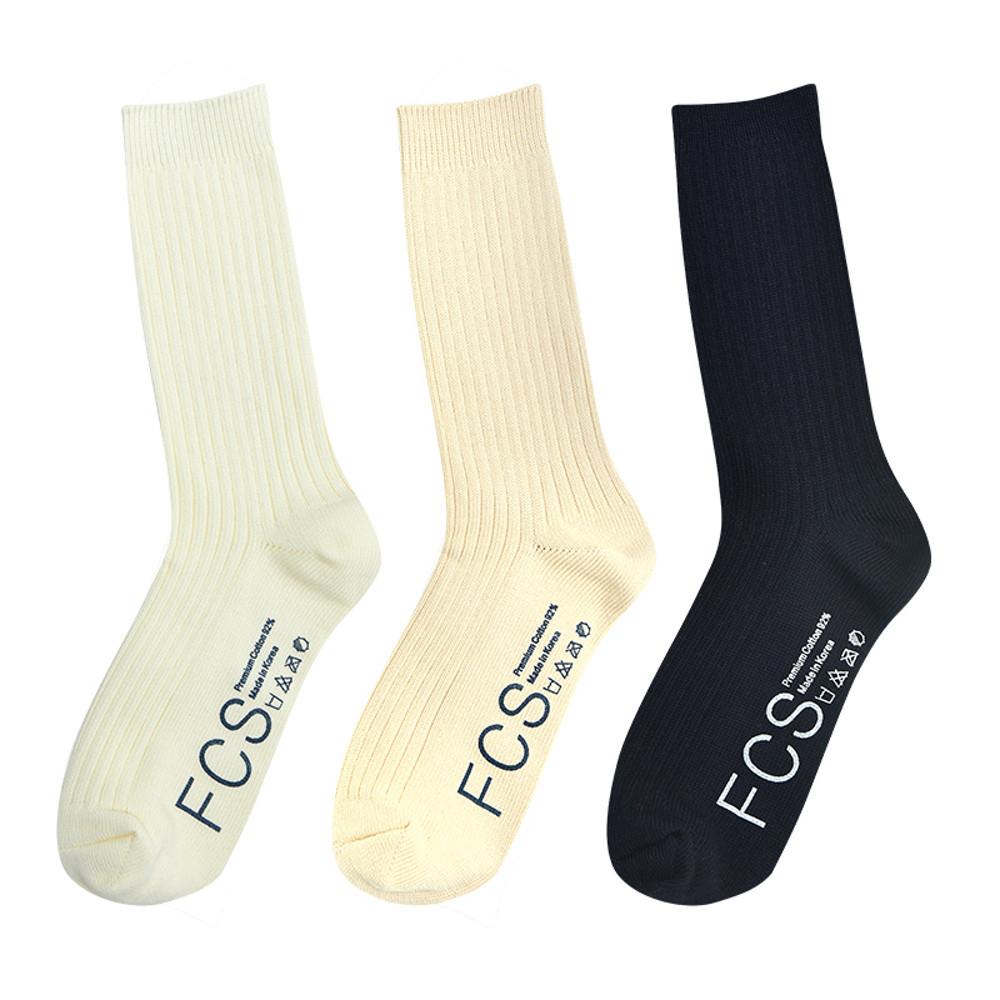 [FCS]국내산 여성 프리미엄 코튼 베이직 립삭스 사계절 데일리 두께감 있는 골지 장목양말 2켤레