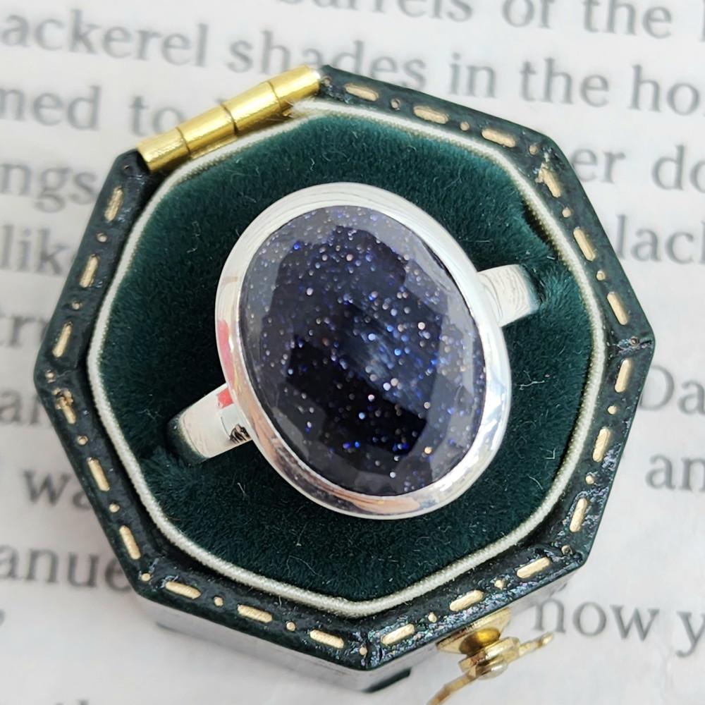 커팅 청사금석 원석 반지 925