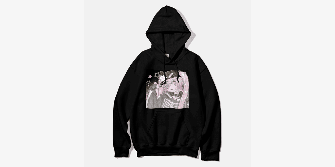 DOMI WORLD 카마보코 냥이 후드티_블랙_인물블러 ㅣ 마플샵