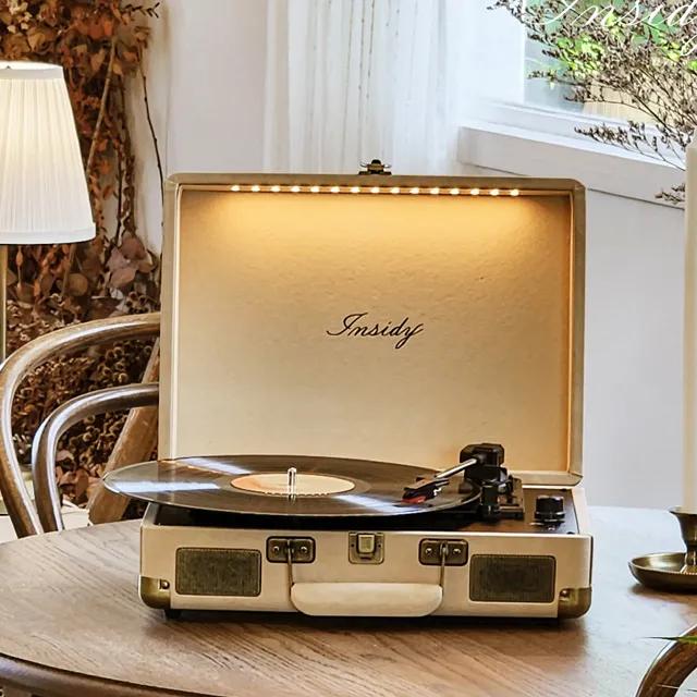 [NEW 완전무선] 인사이디 휴대용 무드등 LP 턴테이블 블루투스 스피커 프리미엄 핸드메이드 IBT-Retro LED