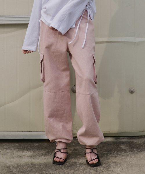 R CARGO POCKET WORK PANTS_PINK