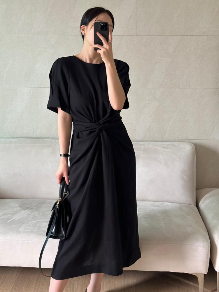 (무료배송)여성 여름 하객룩 고퀄리티 린넨 꼬임 롱 원피스