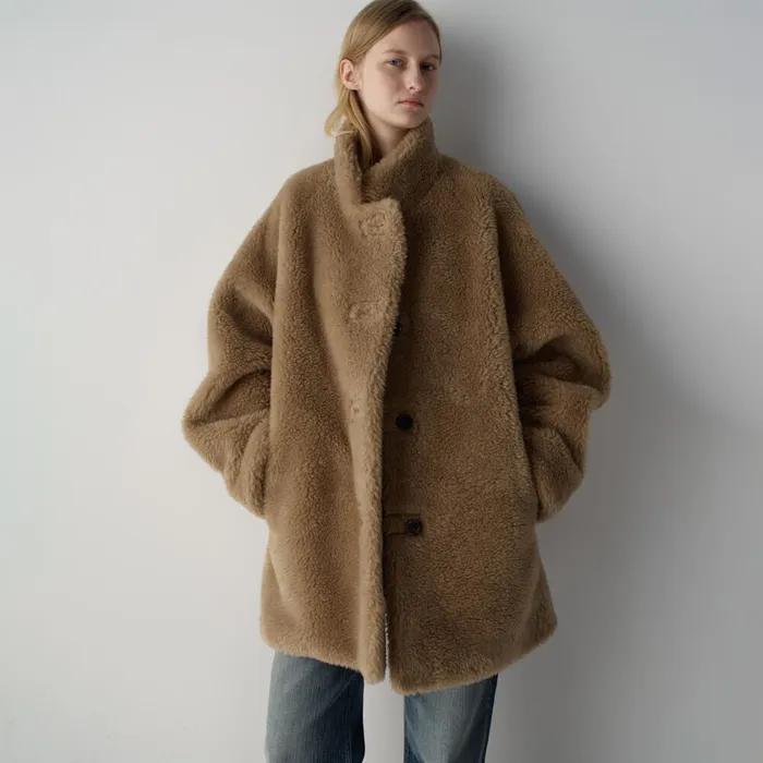 [2차 12/31예약배송] 램스울 퍼 하프 코트_camel