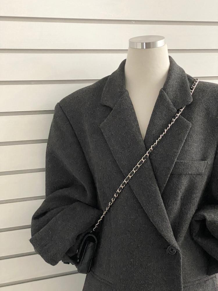 오버핏 투웨이 버튼 울 대디자켓