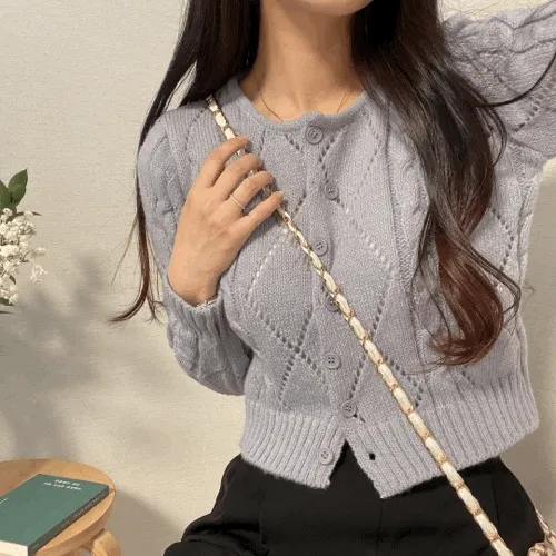 [첫판매/NEW/5color] 고퀄리티 무지 아가일  똑딱 꽈배기 가디건