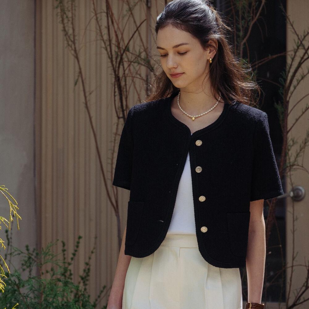 [예약배송]Haper line tweed jacket_Black