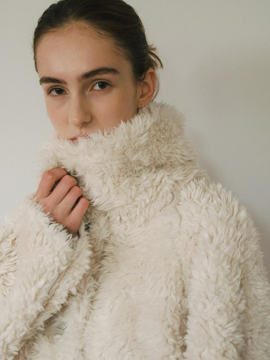 TVW REVERSIBLE HIGH NECK FUR JACKET_IVORY