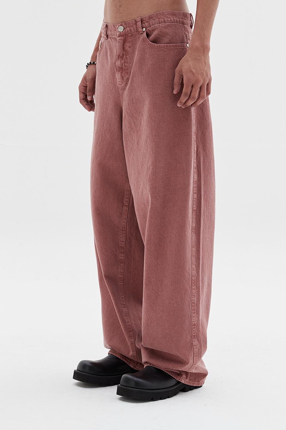 커브드 코튼 팬츠 핑크