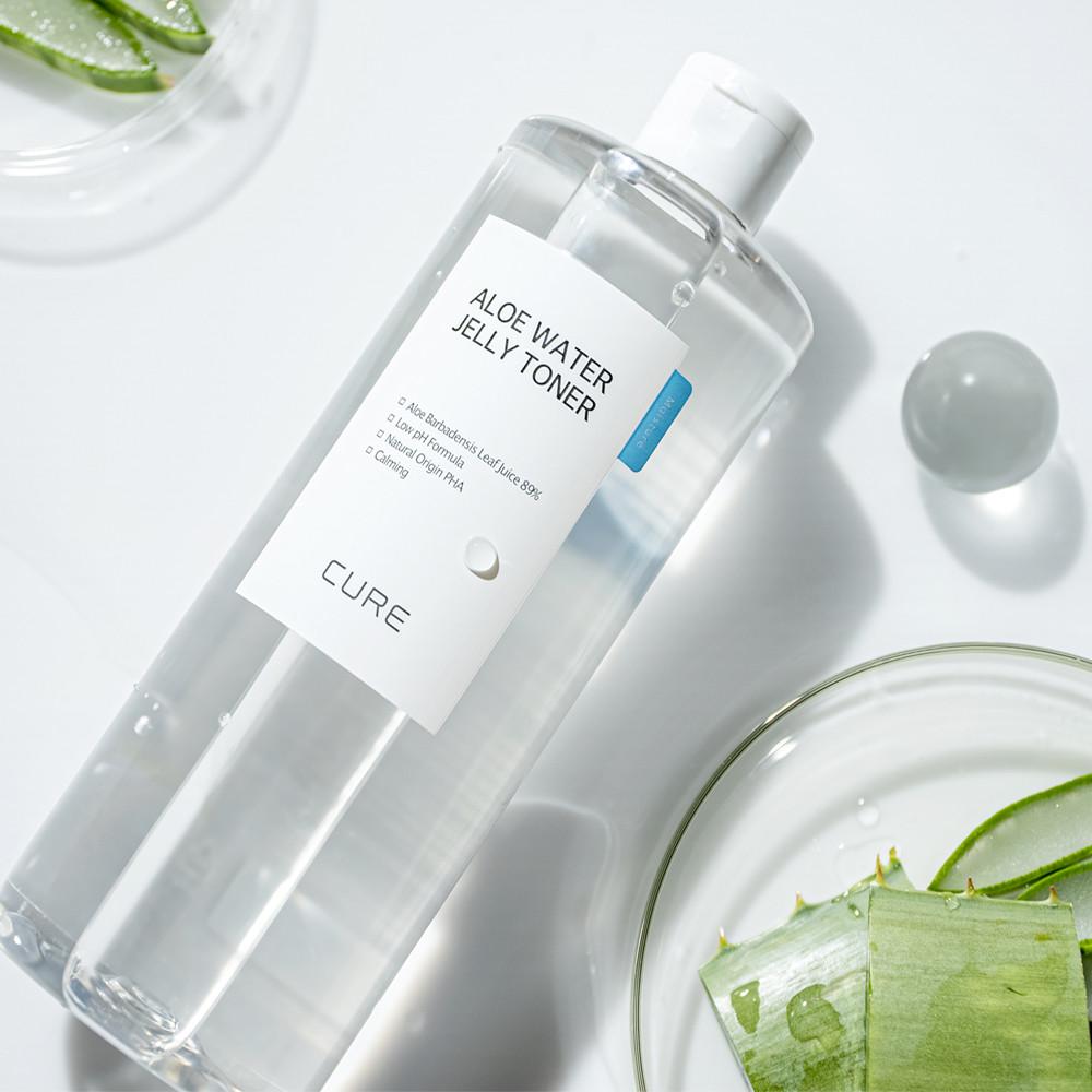 김정문알로에 큐어 워터 젤리토너 500ml +화장솜 증정 대용량 닦토토너