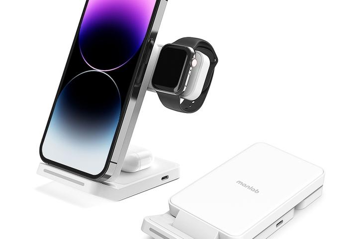 [리퍼] 만렙 3in1 맥세이프 무선충전기 아이폰 애플워치 에어팟 접이식